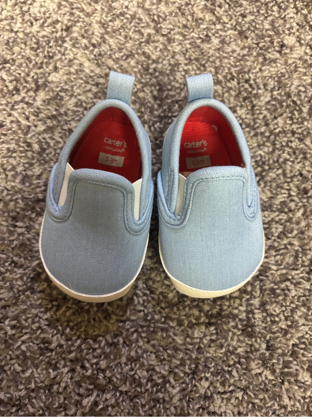 Carter's Baby Slip-On Shoes in Light Blue with Red Insole